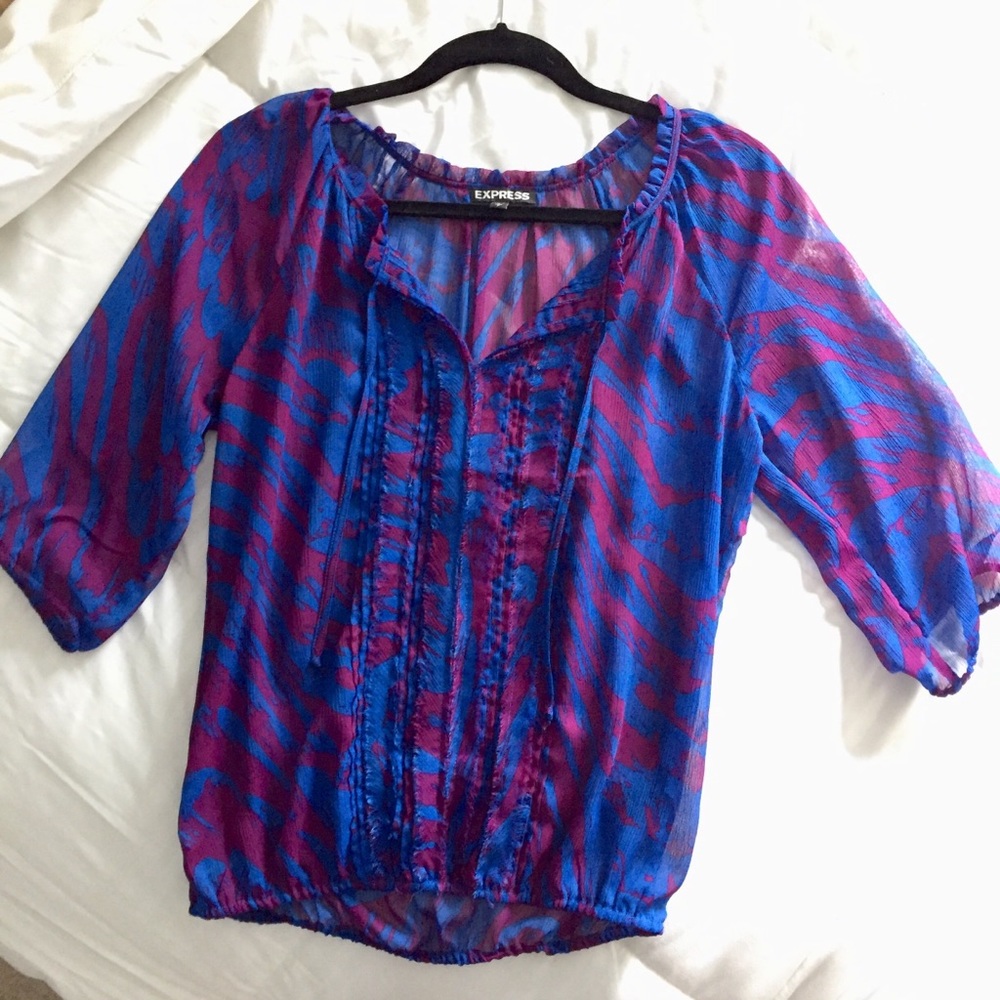 Express Jungle Blue-Violet Portofino Shirt (Small)
